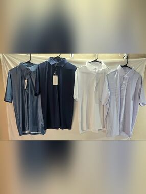 Lot of 4 Collars & Co Men's Large Relaxed Polo Shirts Featherweight NWT & NWOT